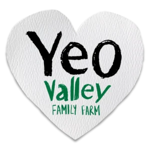 White heart shaped logo with Yeo Valley Family Farm text.