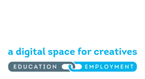 Logo for a digital space for creatives, highlighting education and employment.