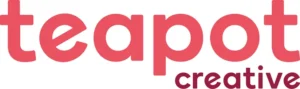 Teapot Creative logo in vibrant coral and purple.